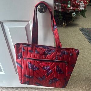Lug Red Tote with Butterfly Design